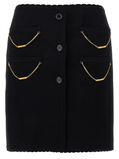 Moschino Skirt With Chain Embellishments And Scalloped Edges
