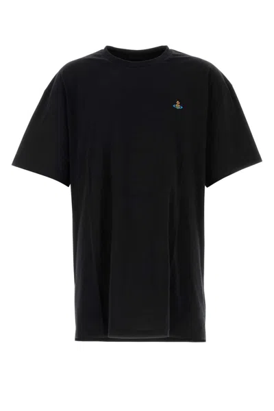 Vivienne Westwood Organic Cotton T-shirt With Signature Orb Logo In Black