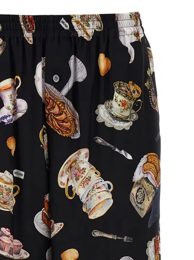 Moschino Pants Featuring Elastic Waistband Print In Black
