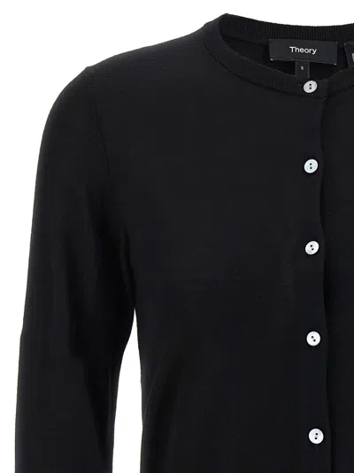 Theory Cropped Fitted Cardigan With Central Button Closure