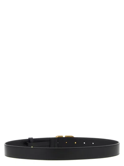 Valentino Garavani Vlogo Signature Belt In Shiny Calfskin 30 Mm Woman Black 100
