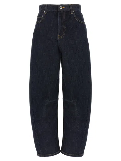Self-portrait Self Portrait Women Blue Cotton Denim Barrel Jeans In Gray