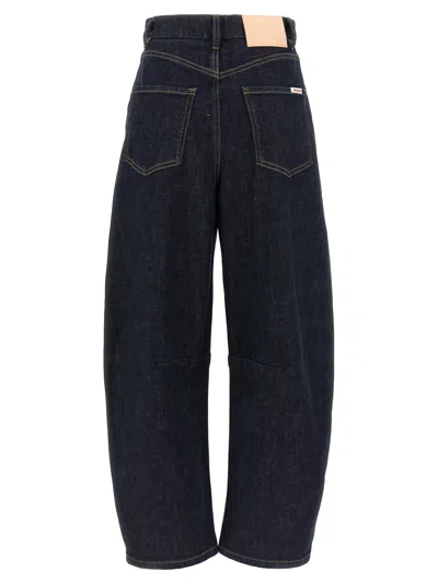 Self-portrait Self Portrait Women Blue Cotton Denim Barrel Jeans In Gray
