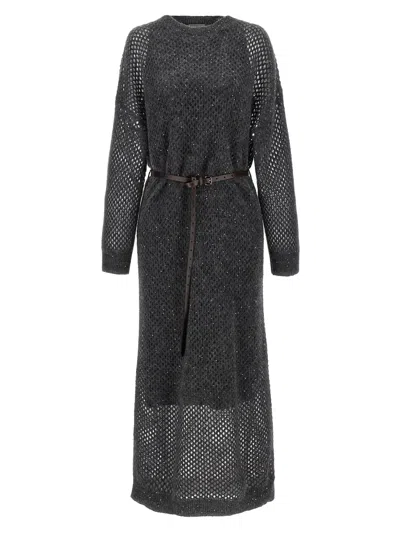 Brunello Cucinelli Dazzling Dress In Gray
