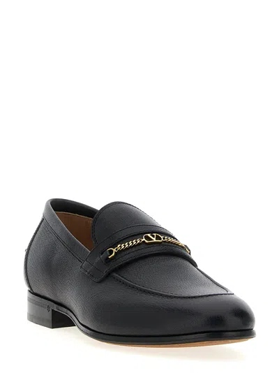 Valentino Garavani Men Vlogo Signautre Leather Loafers In Black