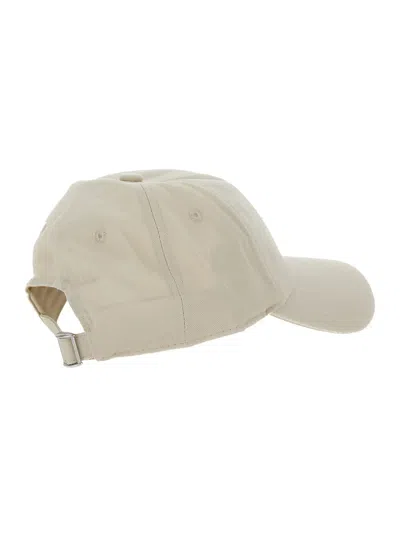 Drôle De Monsieur La Casquette Slogan Beige Baseball Cap With Embroidery In Cotton Man In Neutral