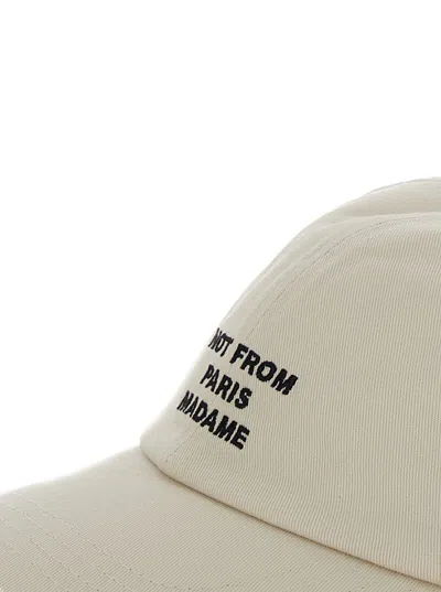 Drôle De Monsieur La Casquette Slogan Beige Baseball Cap With Embroidery In Cotton Man In Neutral