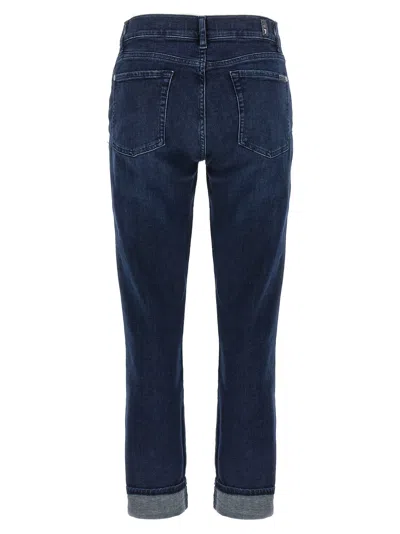 7 For All Mankind Rolled Cuffs Slim Fit Denim In Blue