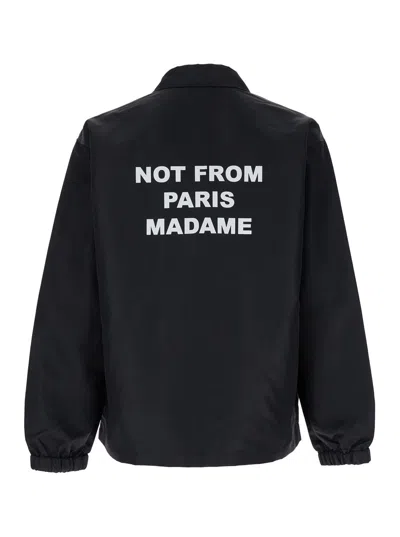 Drôle De Monsieur Black Jacket With Logo In Black