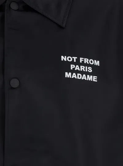 Drôle De Monsieur Black Jacket With Logo In Black