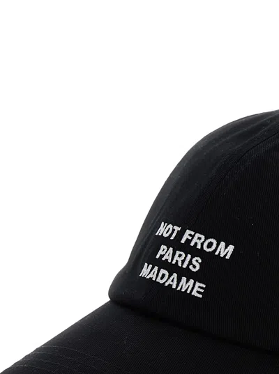 Drôle De Monsieur La Casquette Slogan Black Baseball Cap With Embroidery In Cotton Man In Black