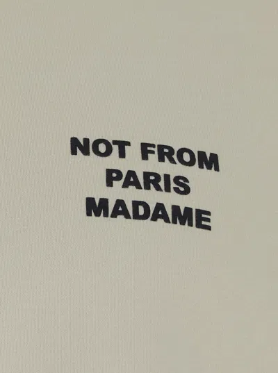 Drôle De Monsieur Beige Crewneck T-shirt With Slogan Print On The Front And Back In Neutral