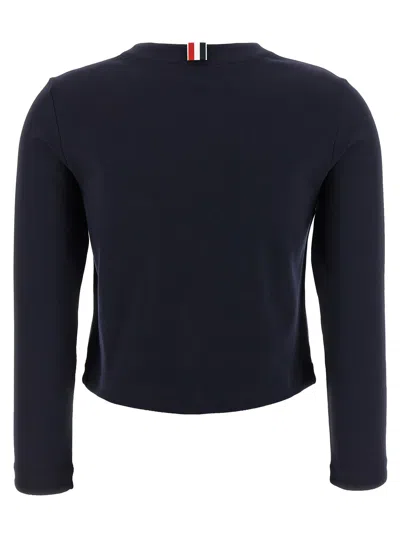 Thom Browne Cropped Black Cardigan With Button Anchor Motifs