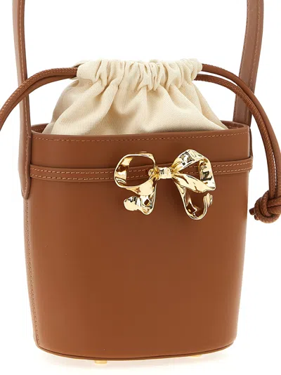 Self-portrait Bow-embellished Bucket Bag In Brown