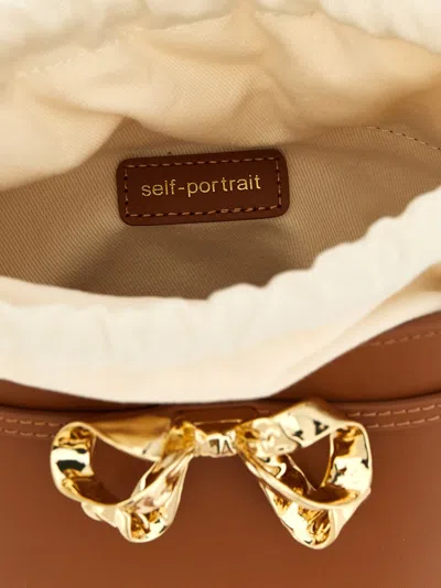 Self-portrait Bow-embellished Bucket Bag In Brown