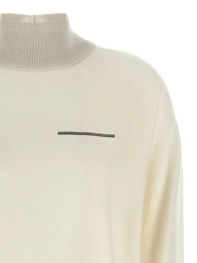 Peserico Lurex Details Turtleneck Sweater Sweaters And Cardigans White In Neutral