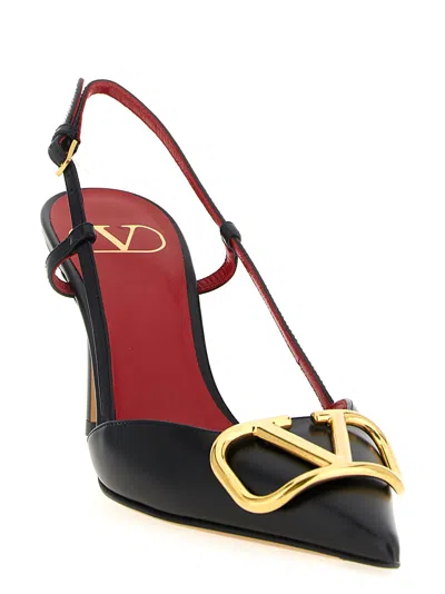 Valentino Garavani Vlogo Signature Satin Slingback Pumps 80mm Woman Black 40.5
