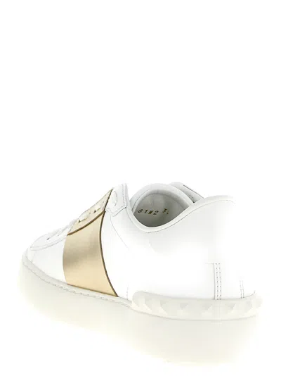 Valentino Open Sneakers With Metallic Accent And Studded Heel In White
