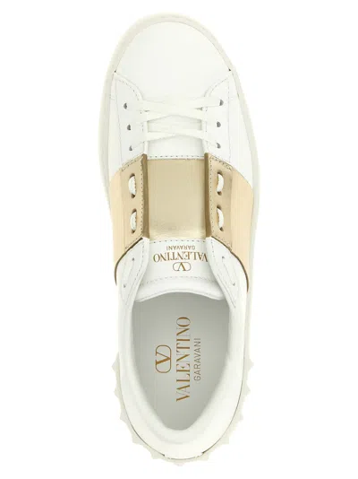 Valentino Open Sneakers With Metallic Accent And Studded Heel In White