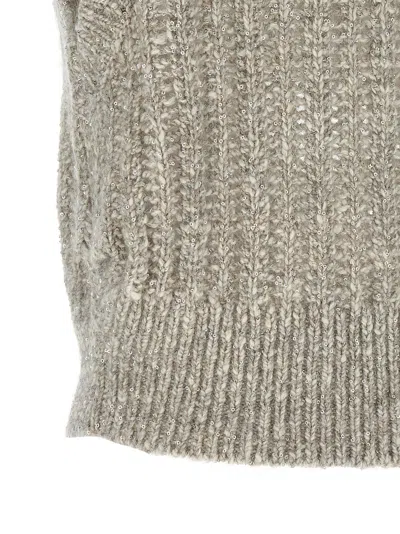 Brunello Cucinelli 'rustic Dazzling Net' Vest In Gray