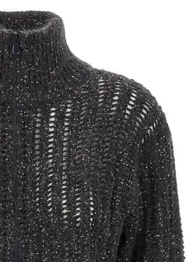 Brunello Cucinelli Rustic Dazzling Net Sweaters And Cardigans Gray