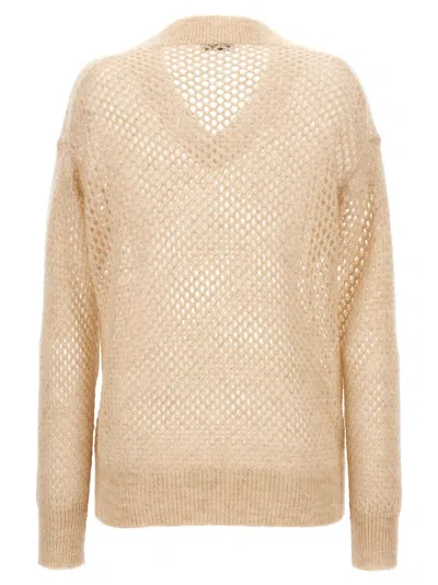 Brunello Cucinelli Rustic Dazzling Net Sweaters And Cardigans Beige