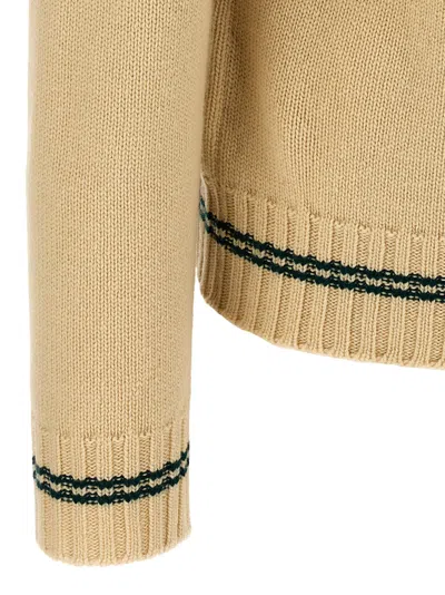 Valentino Butter-coloured Sweater With Le Chien De La Maison Embroidery In Neutral