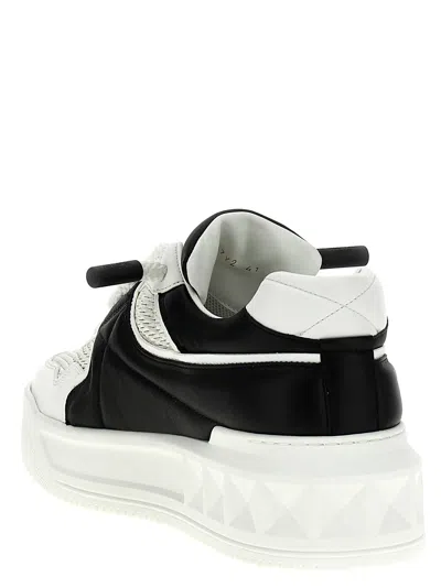 Valentino Garavani One Stud Xl Low-top Sneaker In Nappa Leather And Jacquard Toile Iconographe Techn In White