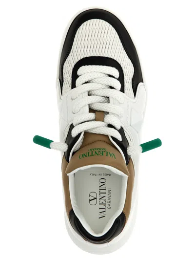 Valentino Garavani One Stud Xl Low-top Sneaker In Nappa Leather And Jacquard Toile Iconographe Techn In White