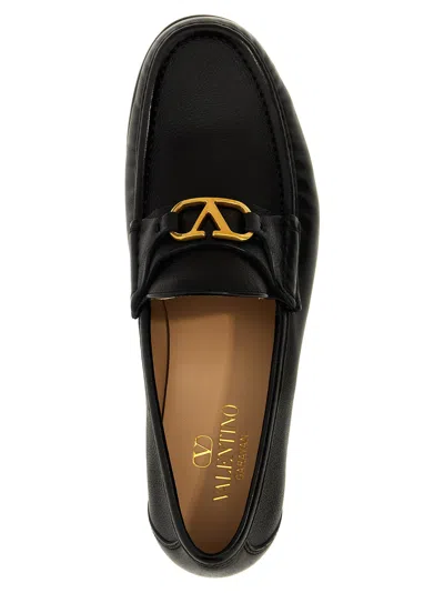 Valentino Garavani Vlogo Signature Leather Loafers In Black