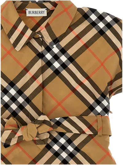 Burberry Girl's Giuletta Check-print Shirt Dress In Brown