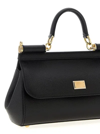 Dolce & Gabbana Sicily Medium Leather Handbag In Black