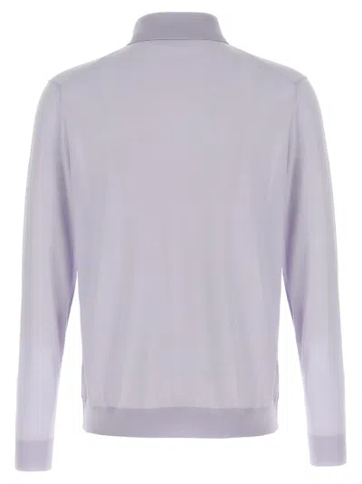 Kiton Ribbed Cuffs And Hem Polo Shirt In Purple