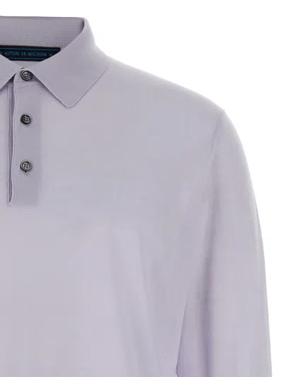 Kiton Ribbed Cuffs And Hem Polo Shirt In Purple