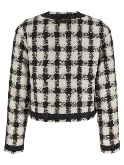 Moschino Textured Fabric Cropped Jacket In Multi