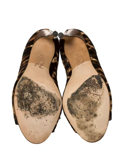 Pre-owned Gina Leopard-print Crystal Sandals