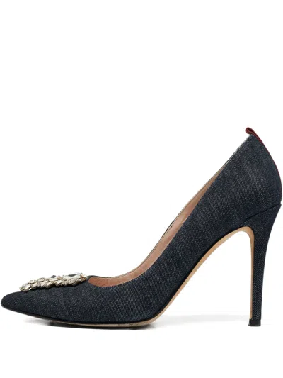 Pre-owned Sjp By Sarah Jessica Parker Crystal Denim Pumps