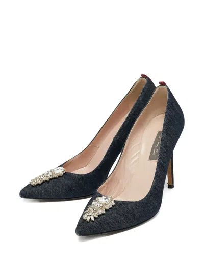 Pre-owned Sjp By Sarah Jessica Parker Crystal Denim Pumps