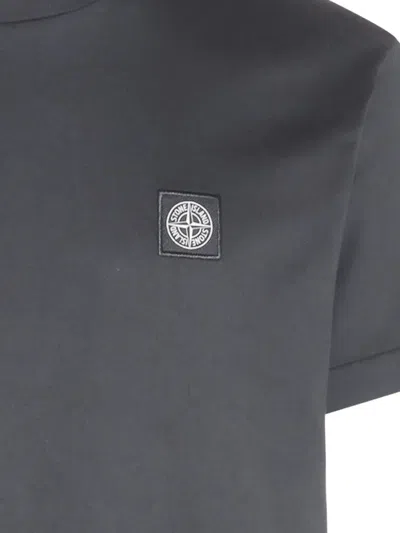Stone Island Slim Fit Cotton Jersey T-shirt With Compass Patch Clothing In Black