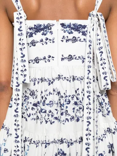 Erdem Tiered Floral-print Cotton-poplin Midi Dress In Blue