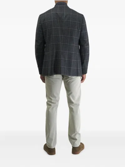 Isaia Check-patterned Blazer In Gray
