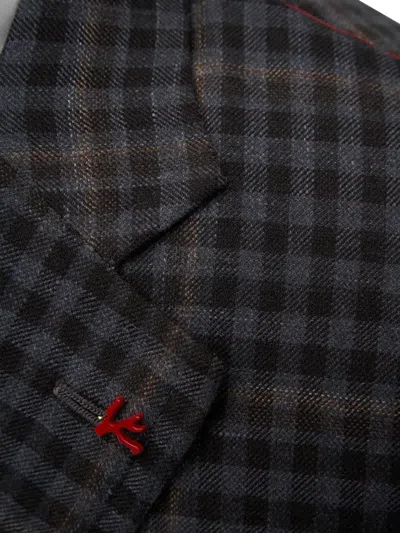 Isaia Check-patterned Blazer In Gray
