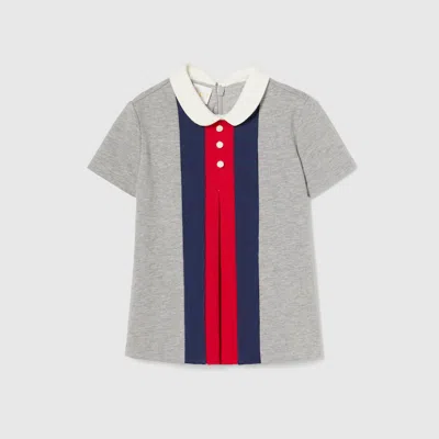 Gucci Cotton Dress With Web In Gray