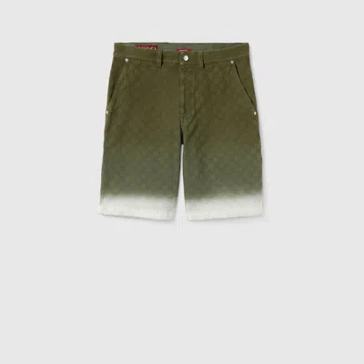 Gucci Bleached Gg Cotton Denim Jacquard Shorts In Multi
