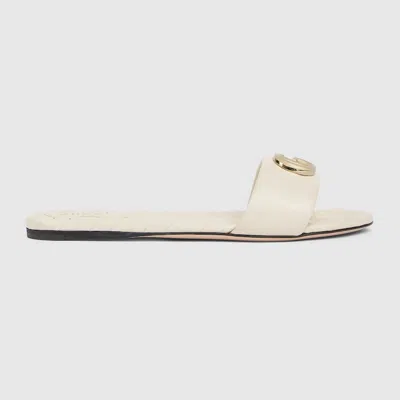 Gucci Women's Slide Sandal With Doube G In White
