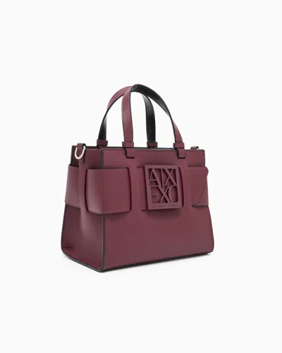 Armani Exchange Medium Tote Bag With Double Handles And Shoulder Strap