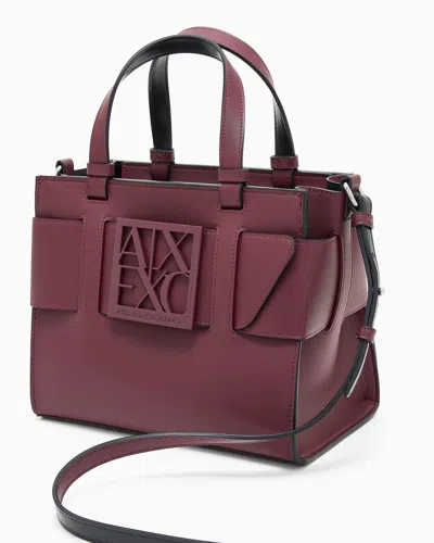 Armani Exchange Medium Tote Bag With Double Handles And Shoulder Strap