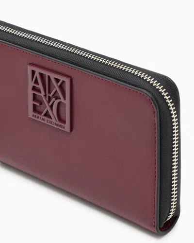 Armani Exchange Horizontal Wallet With Logo In Brown