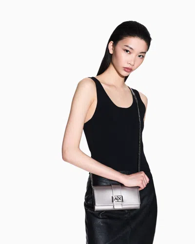 Armani Exchange Wallet On Chain With Asv Logo In Gray