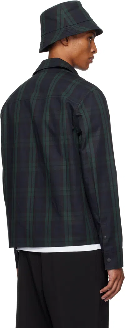 Moncler Camicia Plaid Cotton Zip Shirt Jacket In Black